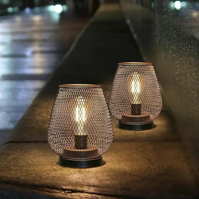 JHY DESIGN Set of 2 Metal Cage LED Lantern Battery Powered Cordless Accent Light with LED Great for Weddings Parties Patio Events for Indoors Outdoors by GreenHaven Gardens