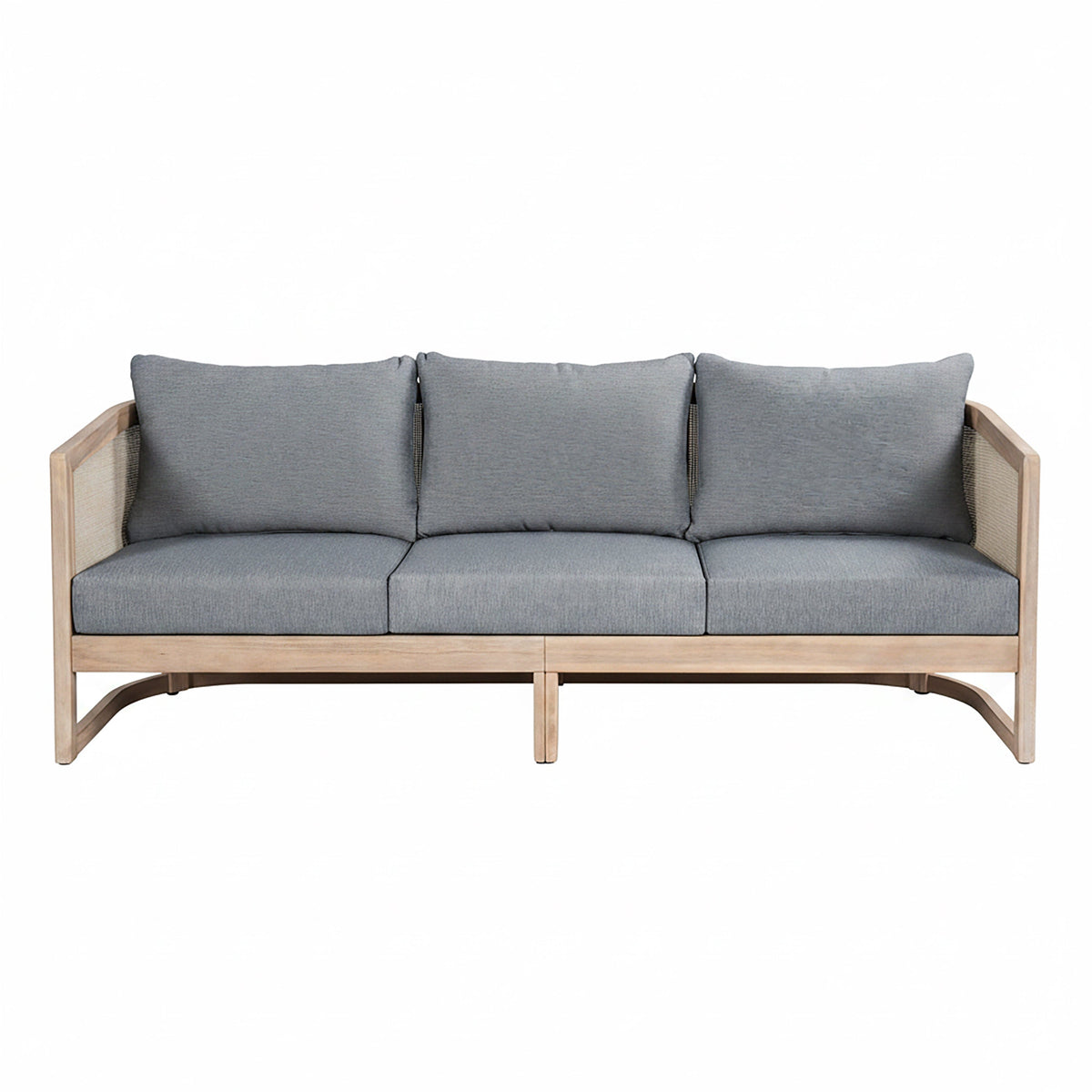 Catania Acacia 3 Seater Sofa with Water-Repellent Fabric - Grey/Light White or Teak+ Beige, photo 3 of 10