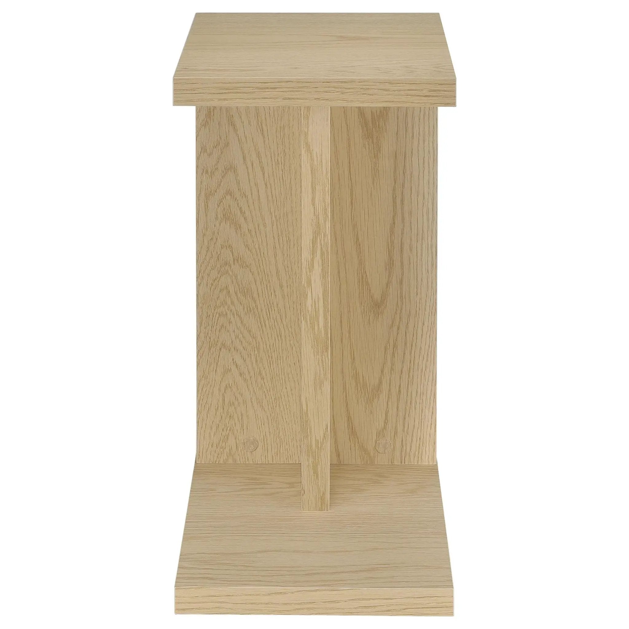 Clower Engineered Wood C-Shaped Sofa Side Table Light Oak by Unique Piece Furniture