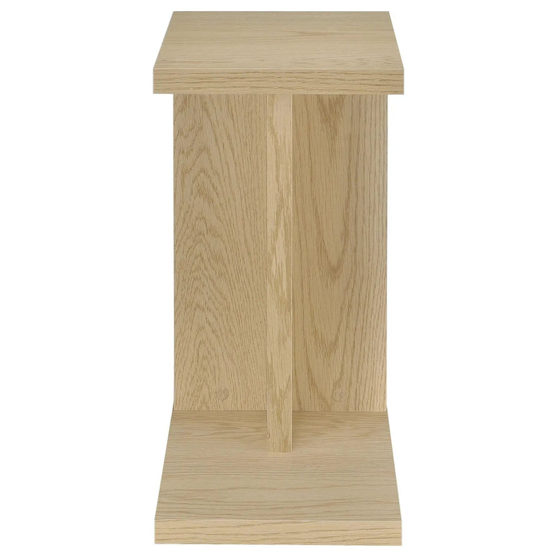 Clower Engineered Wood C-Shaped Sofa Side Table Light Oak by Unique Piece Furniture