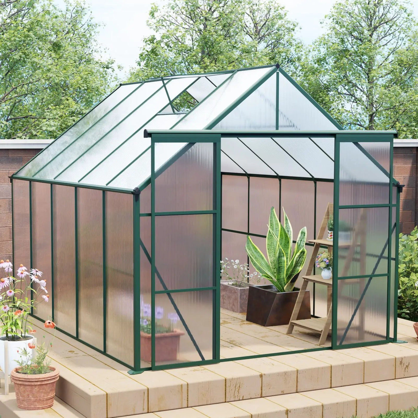 Double Door Polycarbonate house Raised Base And Anchor Aluminum Heavy Duty Walk In houses For Outdoor Backyard In All Season by HouseOfZazla