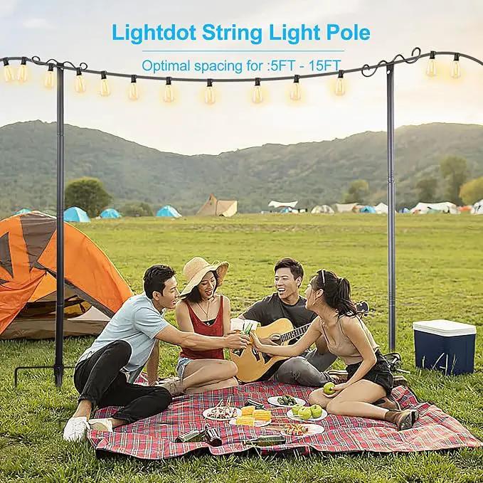 Lightdot Outdoor String Light Poles, 9FT Metal Patio Light Poles Post for Outside with Fork for Outside Hanging Backyard Garden, Deck Lighting Stand for Parties, Wedding, Halloween Decor -3Pack by GreenHaven Gardens