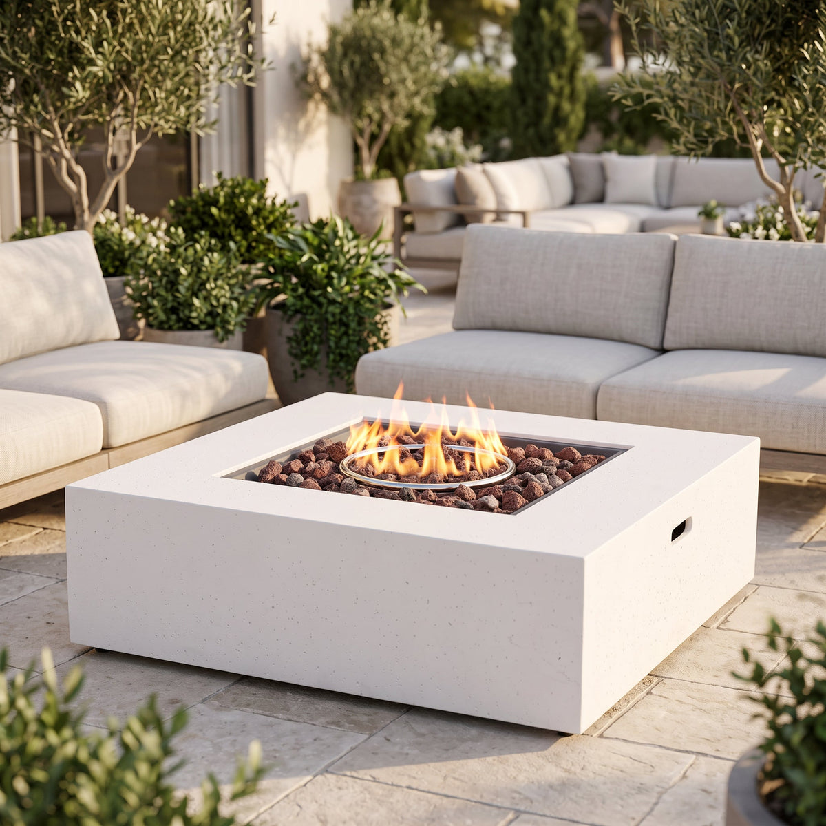 50,000 BTU Square MGO Fire Table with Propane Heating - White, photo 2 of 10