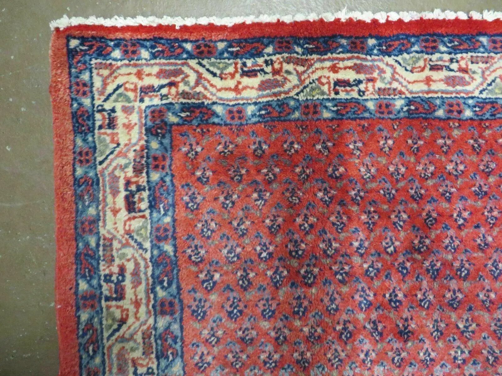 Antique Persian Seraband Runner 3.7 x 11 - Red, Wool, Mir Pattern by Jewel Rugs