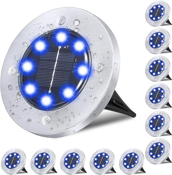 Solar Ground Lights, Waterproof Solar Garden Lights, Upgraded Outdoor Garden Waterproof Bright in-Ground Lights, Landscape Lights for Pathway,Yard,Deck,Lawn,Patio,Walkway (12 Pack Blue Light) by GreenHaven Gardens