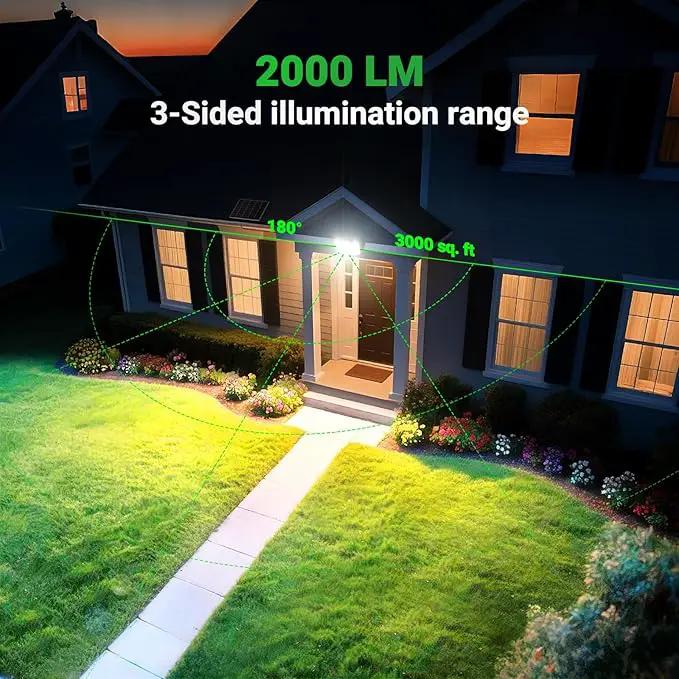 intelamp Solar Flood Lights Outdoor Waterproof, 20000mAh 2000LM Floodlight Exterior with Remote 16.4 FT Cable, 2-12H Timer Dusk to Dawn Security Spots Lighting Outside for Garden Pathway by GreenHaven Gardens