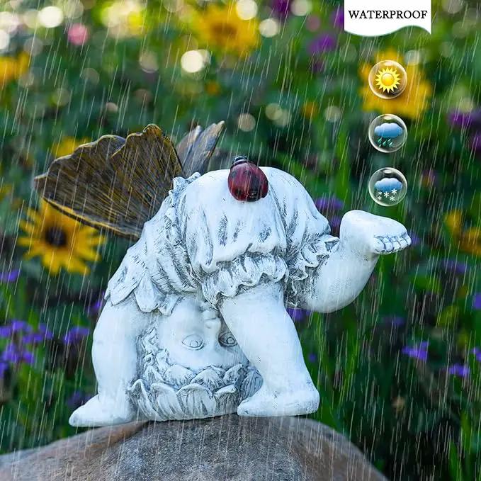 Garden Flower Fairy Outdoor Solar Decor, Resin Ornaments for Patio Lawn Yard Porch, Playful Garden Statue for Outside Angel Gifts, 8.98 Inches Tall by GreenHaven Gardens
