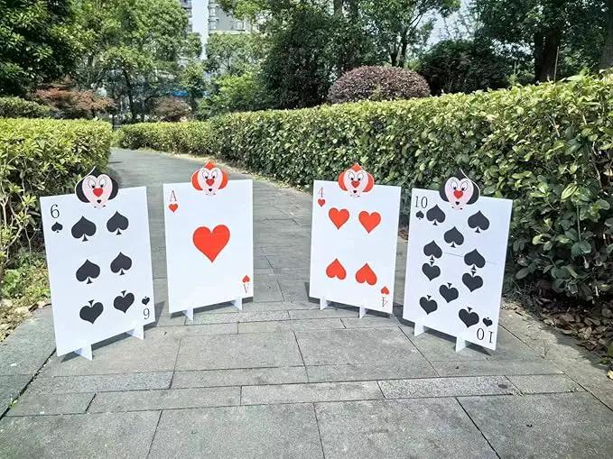 4 PCS Queen's Soldiers Yard Signs with Stakes Trick or Treat Party Hearts Costume Decor Large Lawn Sign Halloween Decorations Outdoor by GreenHaven Gardens