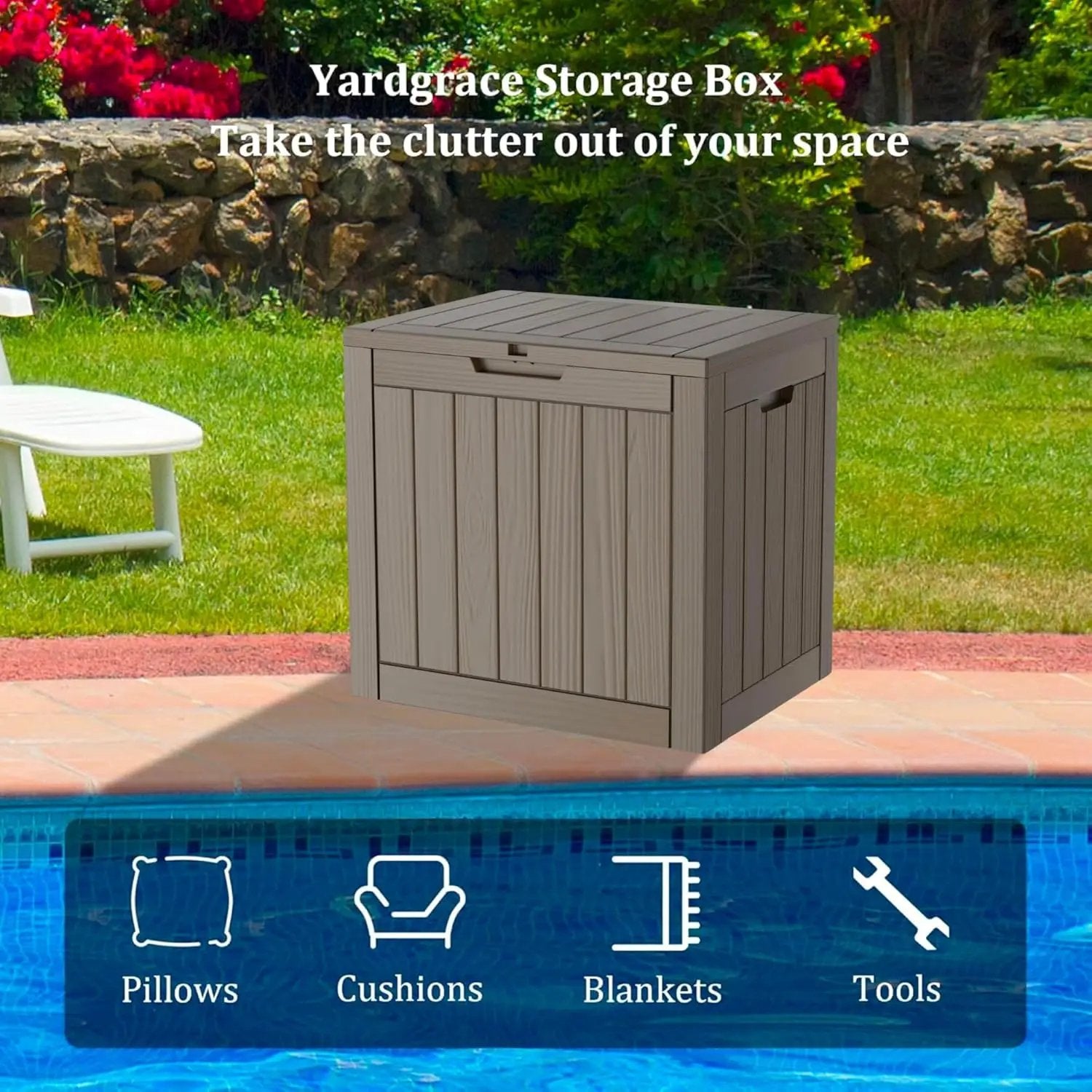 30 Gallon Waterproof Deck Box, Lockable Resin Storage Box for Patio Furniture Cushions Garden Tools and Outdoor Delivery Storage, Coffee by GreenHaven Gardens