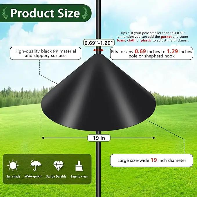 Gtongoko 19 Inch Squirrel Baffle for Bird Feeder Pole Squirrel Guards for Shepherds Hook Stopper for Bird Feeders Black 1 Pack by GreenHaven Gardens