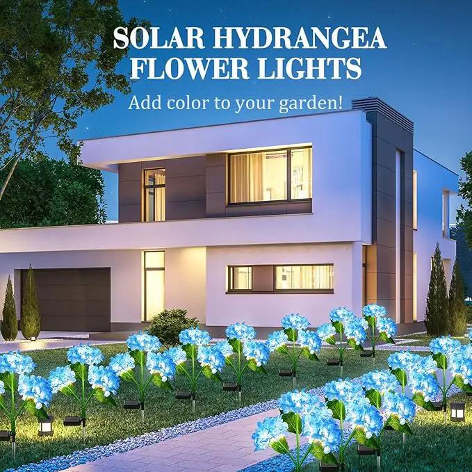 Treela 4 Pack Solar Lights Flowers Outdoor Waterproof Hydrangea Garden Stake Lights Realistic LED Flowers Powered Decorative Ground Solar Flower for Lawn Yard Backyard Decoration Gift(Blue) by GreenHaven Gardens
