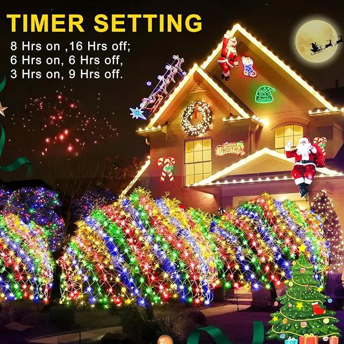 KNONEW 2-Pack 360 LEDs Christmas Net Lights 13ft x 9.8ft Outdoor Mesh Lights Connectable Waterproof 8 Modes & Timer Plug-in Net Fairy Lights for Bushes Garden Party Wedding Holiday,Multicolor by GreenHaven Gardens