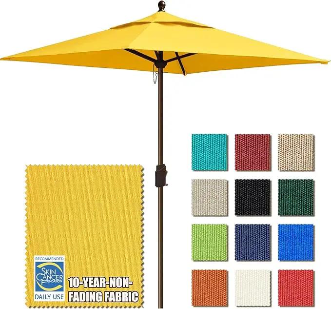 EliteShade USA 10-Year-Non-Fading 6x6Ft Square Market Umbrella Patio Outdoor Table Umbrella with Ventilation, Sunflower Yellow by GreenHaven Gardens
