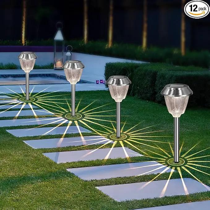 Solar Pathway Lights - 12 Pack Landscape Lawn Solar Lights Outdoor Waterproof，Super Bright LED Warm White & IP65 Garden Lights Stakes for Path, Yard Decoration, Driveway, Walkway by GreenHaven Gardens