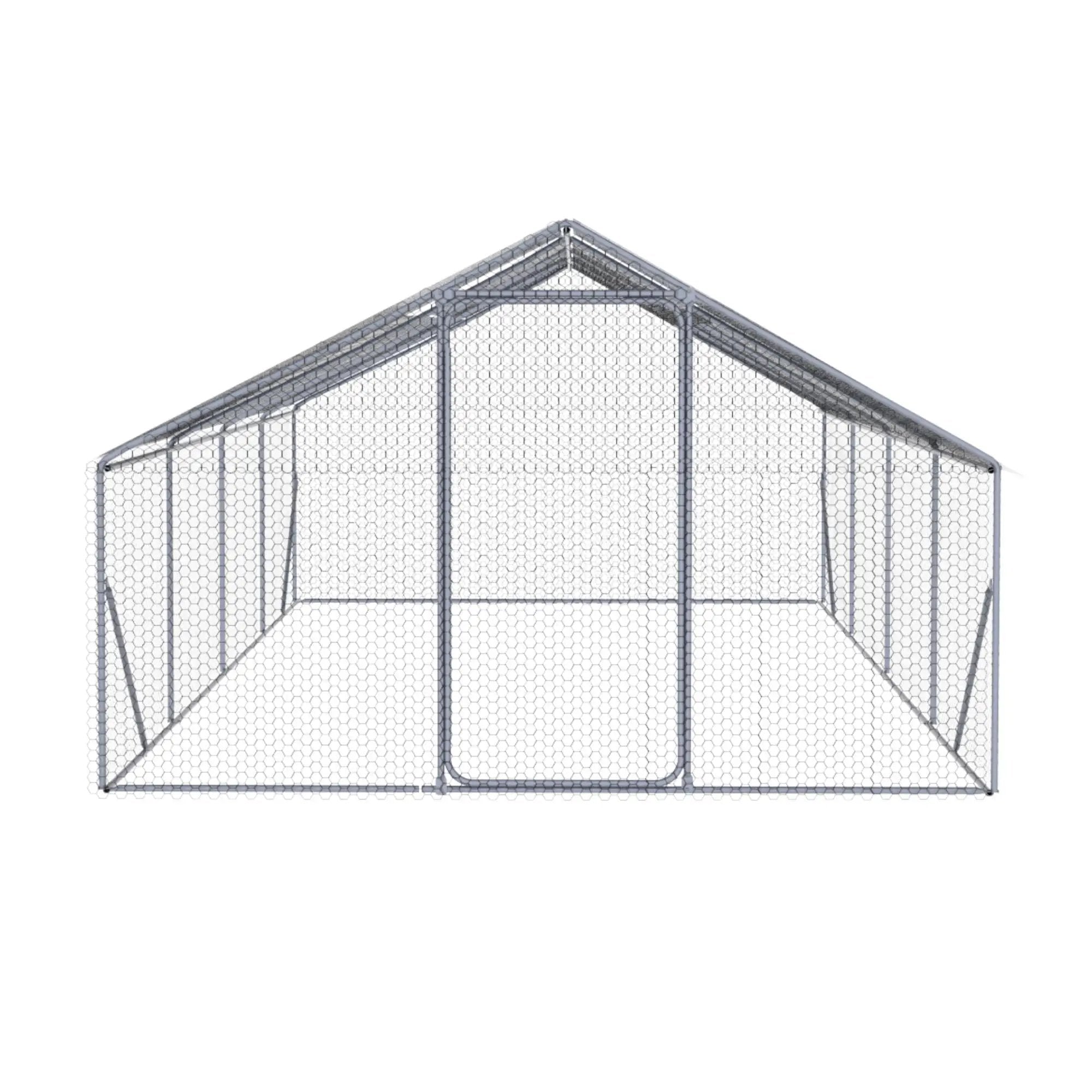 Outdoor Chicken Coop Large Space With Safety Features - Silver Gray by HouseOfZazla