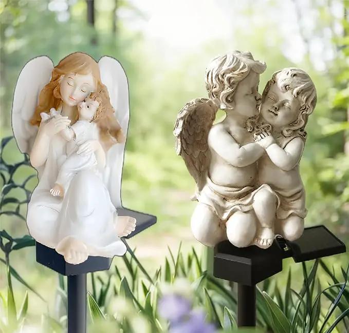 QH & Garden 2-Pack Angel Solar Garden Light - LED Waterproof Lights Mother's Day Gift,Solar Powered Garden Stake Lights for Balcony, Yard, Lawn, Pathway, Walkway-Angel Statues Grave Decorations by GreenHaven Gardens