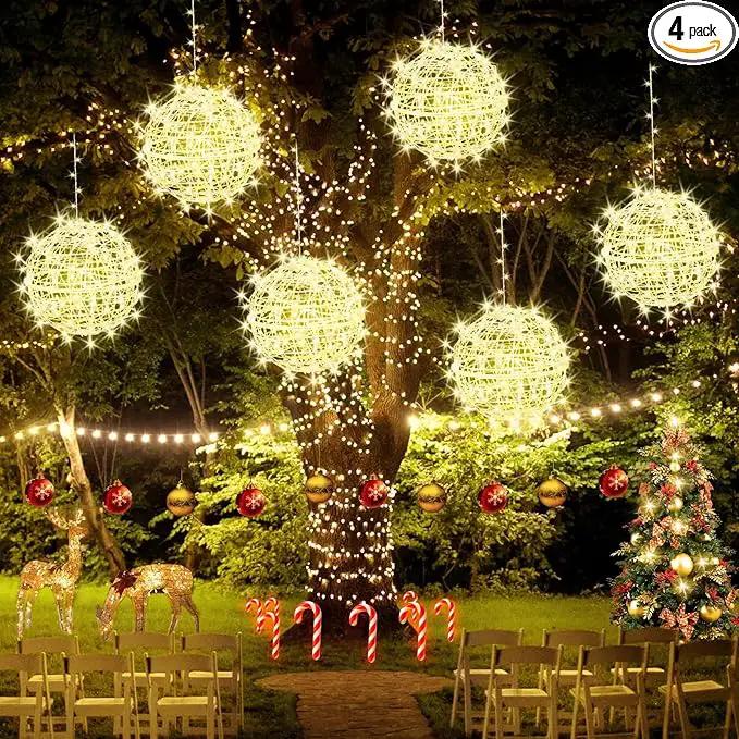 Christmas String Lights Outdoors,4 Pack 11.81" Sphere Lights,Ball Tree Garden Globe Lights for Home, Party, Christmas, Porch Patio,Wedding, Garden,Tree Decoration with Plug by GreenHaven Gardens