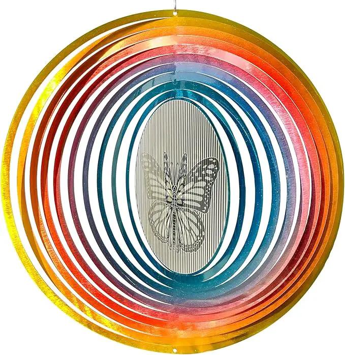 Wind Spinner Creates a Fluttering Butterfly 3D Animations Effect,Wind Spinners Ouddoor Butterfly Gift for Women/Grandma/Mom/Wife,12inch Mandala Wind Spinner Hanging Garden Yard Art Decor by GreenHaven Gardens