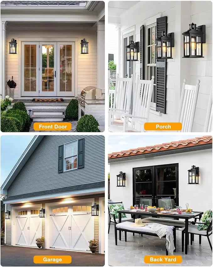 Motion Sensor Outdoor Lights, 2 Pack Outside Light Fixture Dusk to Dawn, Black Outdoor Motion Sensor Light, Anti-Rust Exterior Light Fixture for House, Garage, Doorway, Porch, 100% Aluminum by GreenHaven Gardens