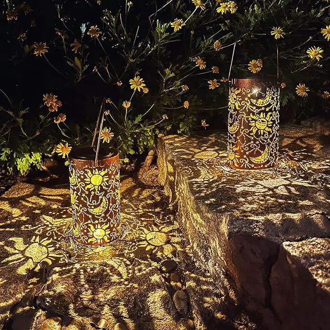 Solar Lanterns Outdoor Hanging Lantern Lights,Sun Moon Metal Decor Lanterns-Waterproof LED Decorative Light for Garden Patio Yard Lawn Backyard Front Porch as Gifts for Mom Grandma Women by GreenHaven Gardens