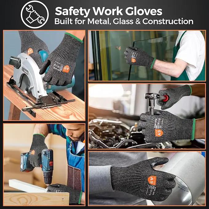 Donfri A9 Cut Resistant Work Gloves for Men - Steel + HPPE Hybrid Safety Gloves for Men, ANSI Cut Level 9 Protection Flexible for Metal Glass Wood Construction Fishing by GreenHaven Gardens