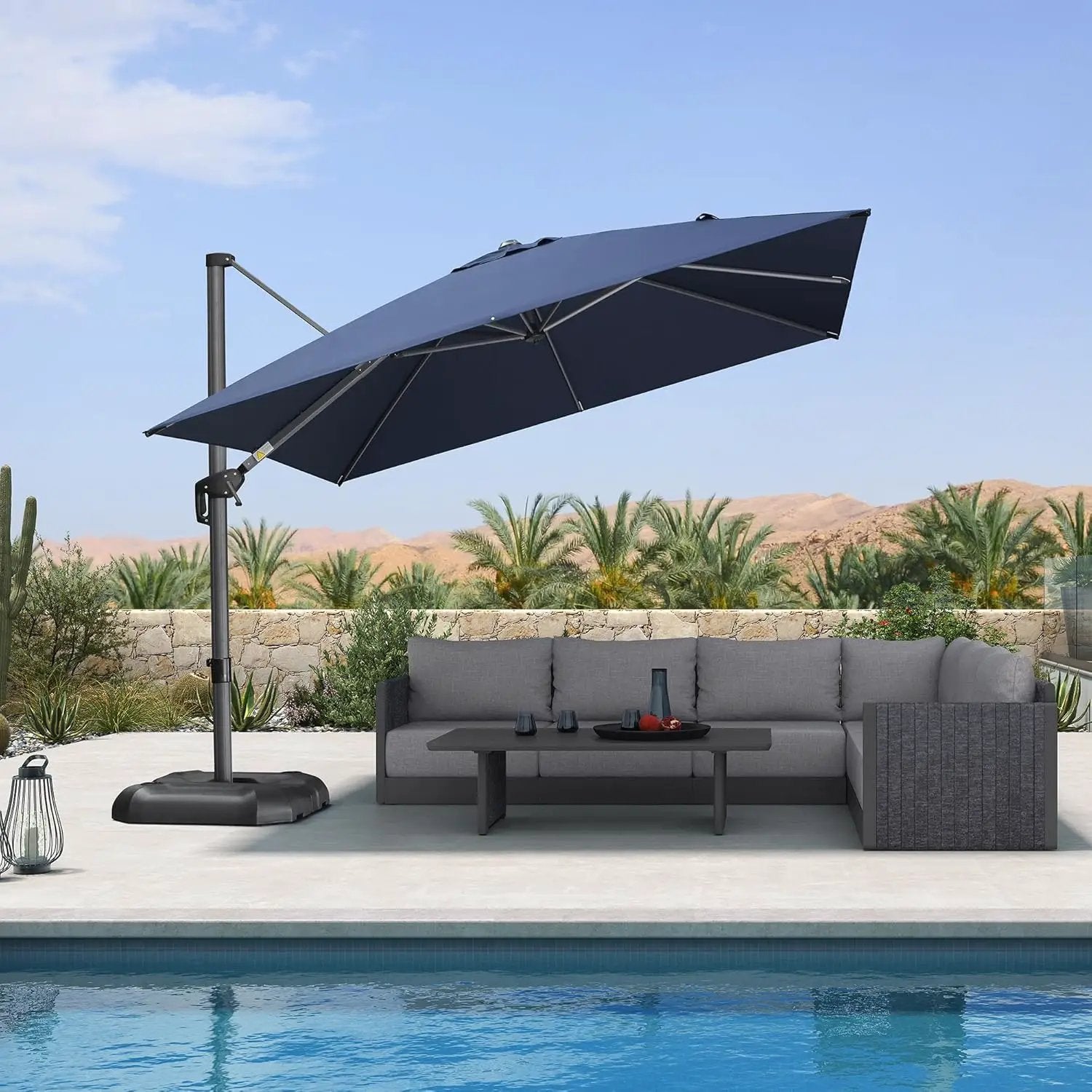 PURPLE LEAF 10 Feet Patio Umbrella Outdoor Cantilever Square Umbrella Aluminum Offset Umbrella with 360-degree Rotation for Garden Deck Pool Patio, Navy Blue by GreenHaven Gardens