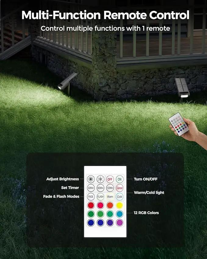 Solar Spot Lights Outdoor Waterproof IP67, RGB Landscape Lighting with Remote & Timer, Color Changing Solar Uplights Outdoor for Trees, Garden, Yard, and Pathway (2 Pack) by GreenHaven Gardens
