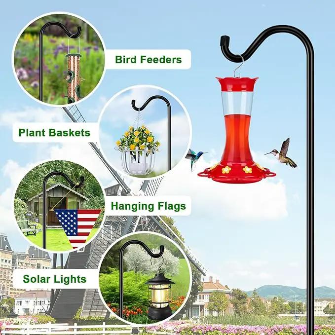 FEED GARDEN Shepards Hooks for Outdoor Bird Feeder Pole 76 Inch Adjustable Tall Heavy Duty Shepherds Hooks for Hanging Plant Baskets, Solar Lights, Wedding Decor, Lanterns, Black (2 Pack) by GreenHaven Gardens