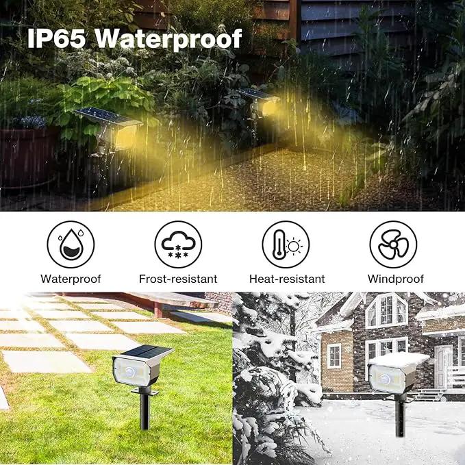 Solar Spot Lights Outdoor Motion Sensor with 3 Modes, [ 8 Pack/56 LED ] Solar Spotlights Outdoor Waterproof 2-in-1 Auto On/Off Solar Landscape Lighting for Outside Yard Wall Garden Pathway, Warm White by GreenHaven Gardens