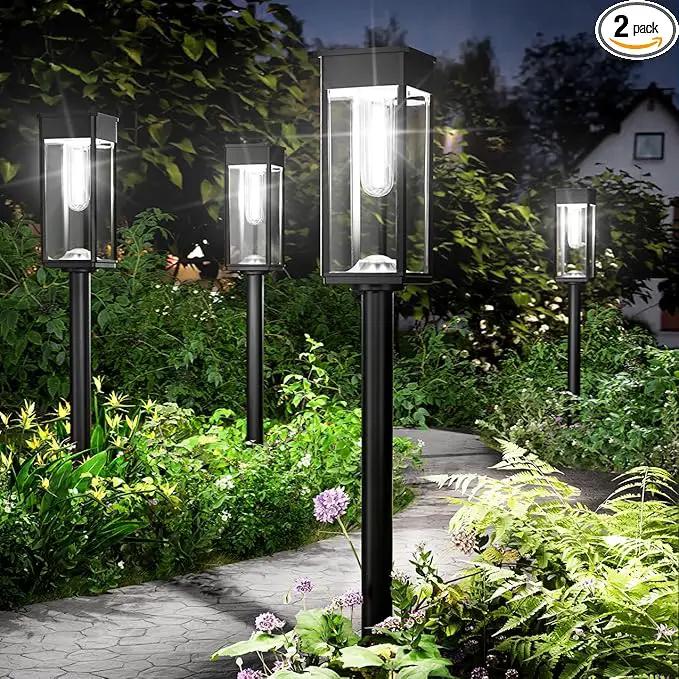 Solar Pathway Lights Outdoor,2 Pack Bright Solar Lights Outdoor,IP65 Waterproof Solar Garden Lights Solar Powered Landscape Lighting for Yard Patio Walkway Driveway Pathway (Cool White) by GreenHaven Gardens