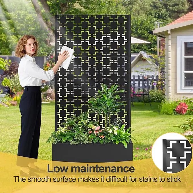 Raised Garden Bed with Trellis and Wheels,73"x35"x16" Metal Raised Garden Bed,Black Squared Metal Planter with Climbing Trellis for Vines & Vegetables by GreenHaven Gardens