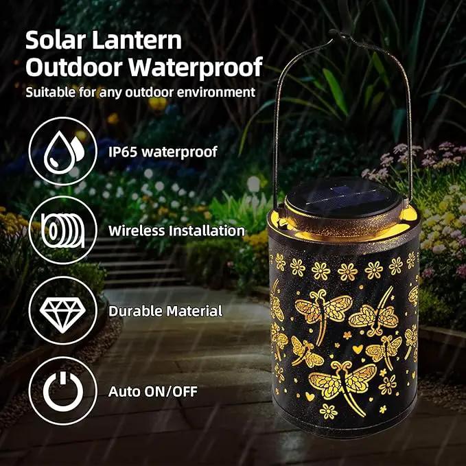 Solar Lanterns Outdoor Waterproof Dragonfly Garden Decor Gift for Women, Mom, Grandma, Hanging Metal Solar Lights for Yard, Patio, Porch, Backyard, Pathway Decoration by GreenHaven Gardens