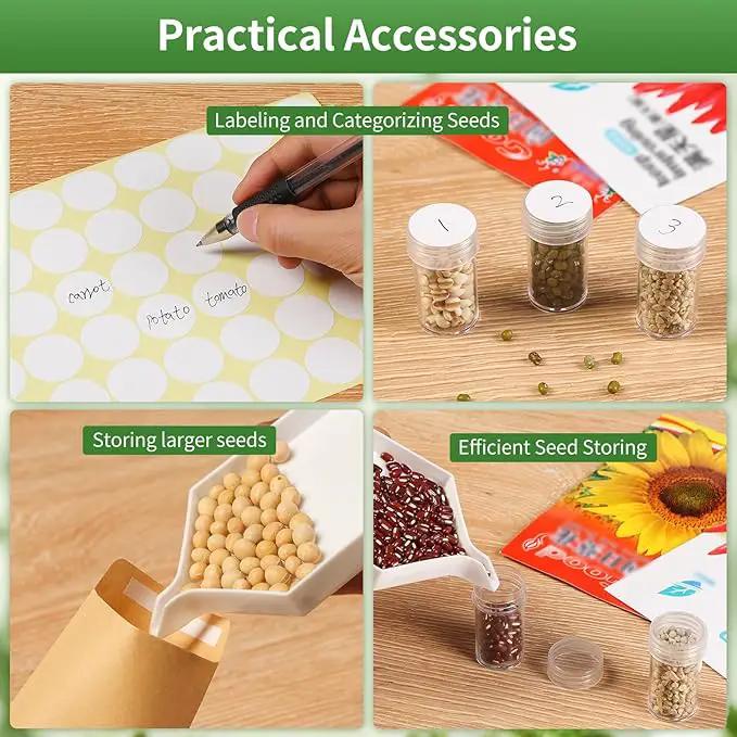 Seed Storage Box, Portable Seed Saving Box, Sturdy Seed Organizer Kit Seed Envelopes Funnel Label, Seed Container for Flower Plants Vegetable Seed, M-60 Slots by GreenHaven Gardens