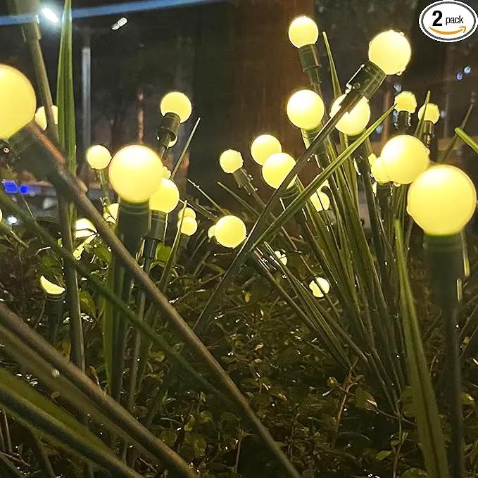 2 Packs Solar Garden Lights, New Upgraded Leaf Design 20 LED Solar Firefly Lights, Waterproof Solar Landscape In-Ground Path Lights Outdoor Decorations for Patio Yard Garden (Warm White) by GreenHaven Gardens