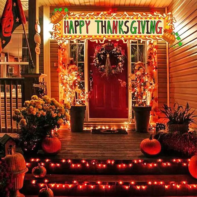 JMEXSUSS 66ft 200 LED Thanksgiving Lights Outdoor, Orange String Lights Indoor Clear Wire, 8 Modes Orange Christmas Lights Plug in for Fall Autumn Harvest Tree Garden Patio Thanksgiving Decorations by GreenHaven Gardens