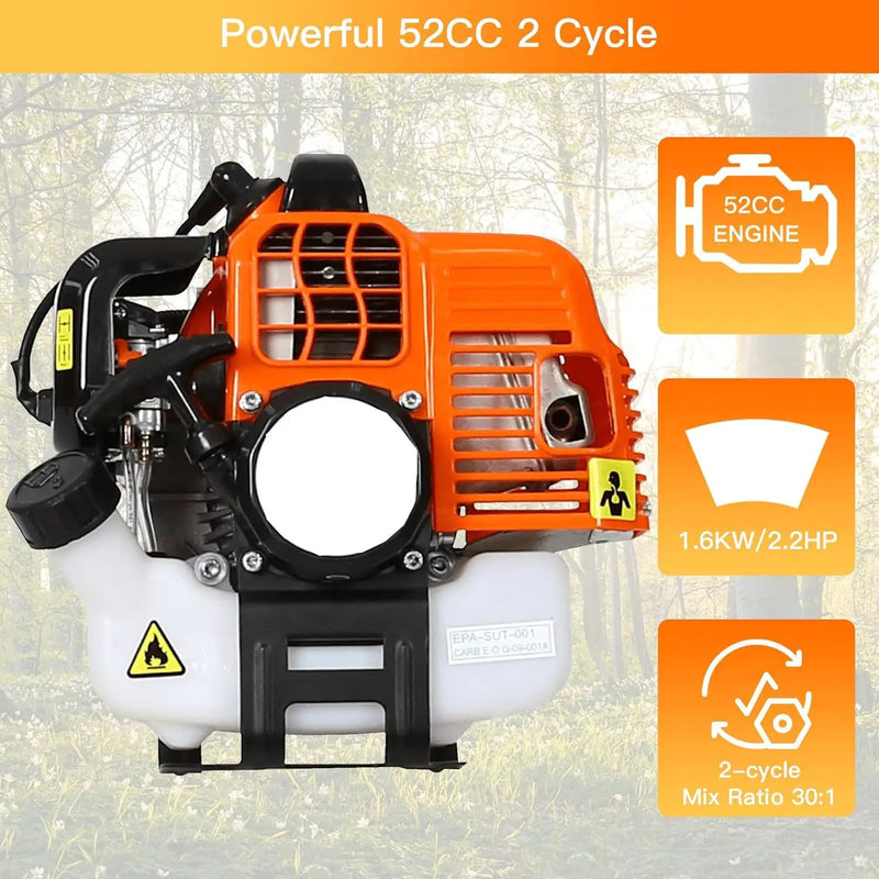 52cc Gas Trimmer Weed Eater, 6 in 1 String Trimmer, Wheeled Edger, Hedge Trimmer and Brush Cutter Blade for Quick Weed Grass Cleaning Crop Seed Soil Protection Tools by GreenHaven Gardens