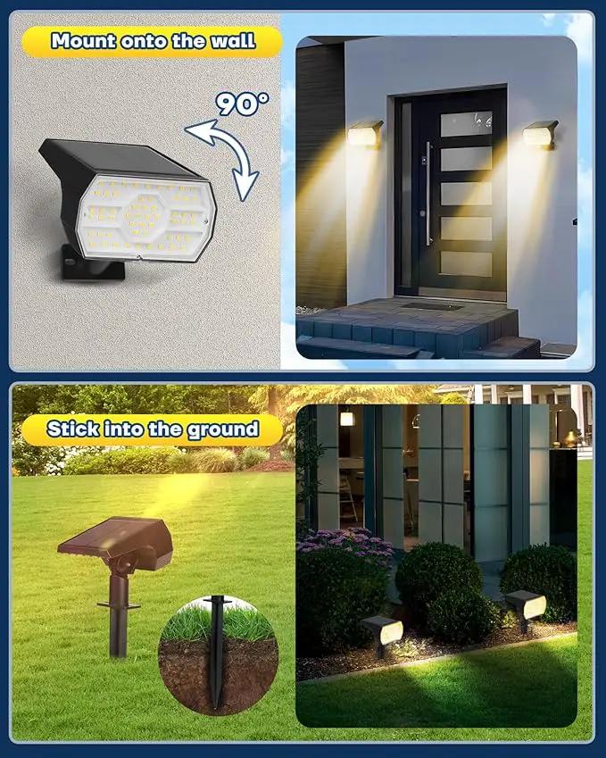 Kaxiida Solar Lights Outdoor Waterproof IP68, 3 Lighting Models Solar Powered Spot Lights Outdoor, 56LED Light Dusk to Dawn for Yard Patio Garden Pathway Landscape Lighting by GreenHaven Gardens