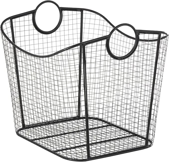 Deco 79 Metal Decorative and Functional Storage Basket Deep Basket Organizer with Round Handles, Basket for Storage 20" x 18" x 20", Black by GreenHaven Gardens