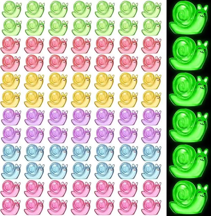 90 Pcs Luminous Resin Snail Miniatures Mini Animals Figures Cute Snail Figurine Fairy Decor Animal Ornament for Garden Landscape Home Accessories Craft Cake Decoration DIY by GreenHaven Gardens