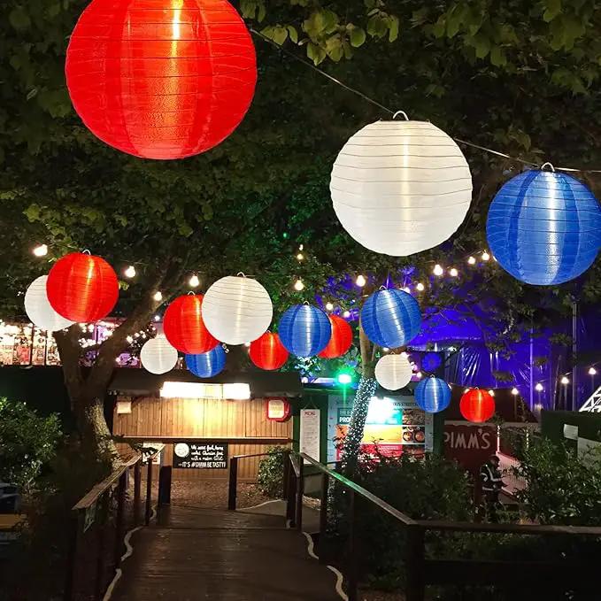 25FT Red White Blue Lantern String Lights Plug in, Large Lantern 4th of July Decor Lights with 10 G40 LED Bulbs, Chinese Hanging Outdoor Patio Lanterns for Independence Day Memorial Patriotic Party by GreenHaven Gardens