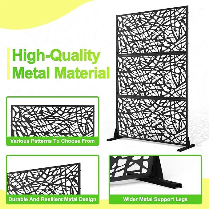 Outdoor Privacy Screen,72" H×47" W Metal Privacy Screen, Freestanding Privacy Fence Panels for Patio by GreenHaven Gardens