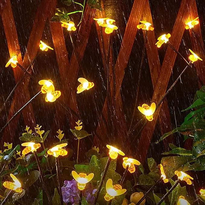 32 LED Spring Bee Garden Lights Solar Powered Honeybees Outdoor Decorations Swaying Lights Waterproof Solar Firefly Landscape Lights Warm Yellow for Pathway Yard Lawn Patio Walkway Courtyard(4Pack) by GreenHaven Gardens