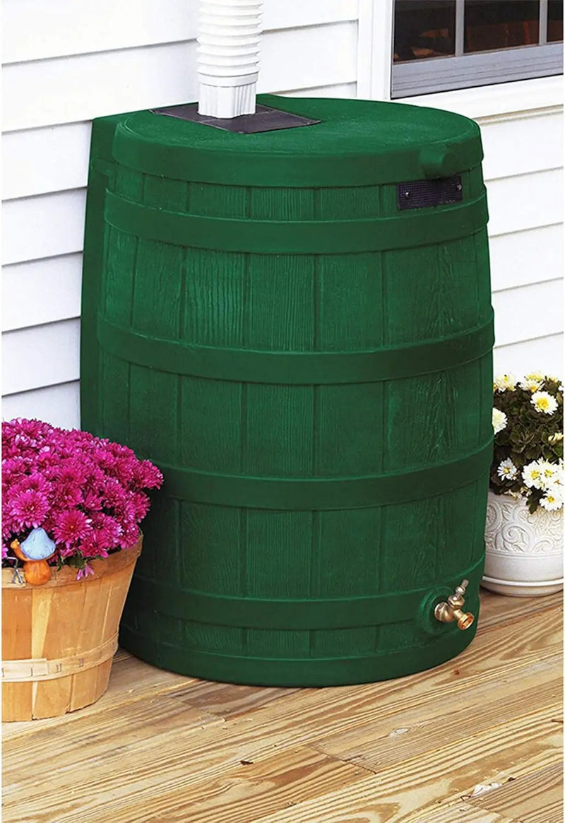 Good Ideas Rain Wizard Water Storage Premium Quality Collection Barrel with Brass Spigot, Safety Screen, and 50 Gallon Capacity, Green (2 Pack) by GreenHaven Gardens