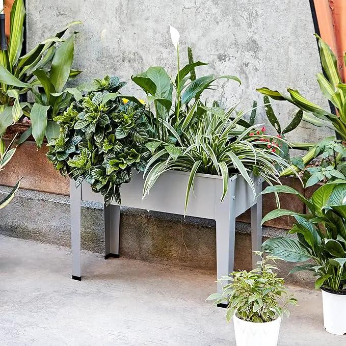 Metal Raised Garden Bed,Raised Planter Box with Legs,Herbs and Vegetables Planter Suitable for Outdoor Patio Deck and Porch (Mini Gray) by GreenHaven Gardens