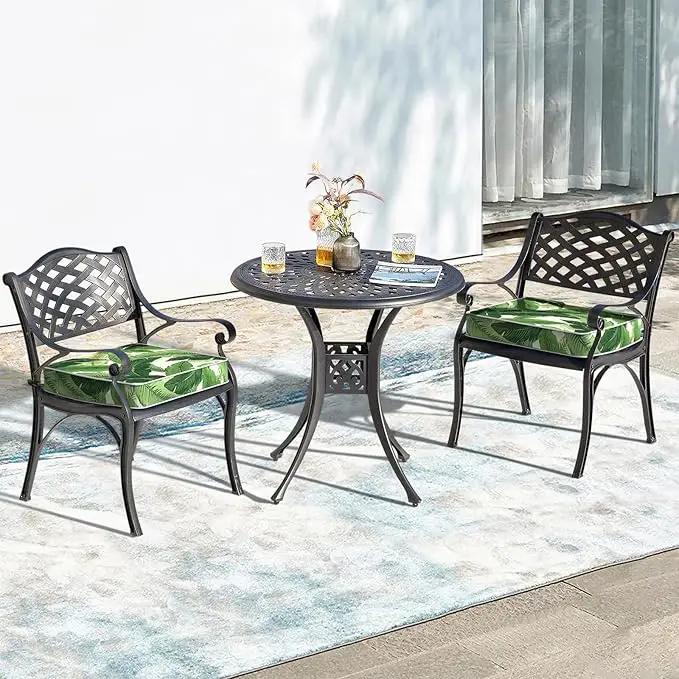 LVTXIII Patio Chair Cushions 22"x22"x3", Water-Repellent Outdoor Seat Cushions for Patio Furniture, Square Chair Pads with Ties for Home Garden Decoration, Set of 2, Swaying Palms Green by GreenHaven Gardens