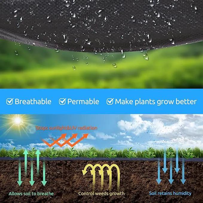 4ft x300ft Black Weed Barrier Landscape Premium Fabric-Heavy Duty Woven Ground Cloth with Superior Permeability Weed Control Convenient Design by GreenHaven Gardens