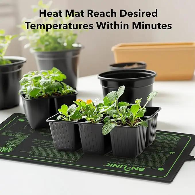 BN-LINK Seedling Heat Mat 10" x 20.75" 4 Pack Daisy Chainable Warm Hydroponic Heating Pad Waterproof for Seed Starting Germination, Indoor Gardening, Greenhouse by GreenHaven Gardens