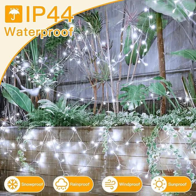 Ollny Outdoor String Lights 200LED 60FT, Cool White Connectable Plug in Fairy Light, 8 Modes Waterproof Timer Christmas Lights for Indoor Outside Bedroom House Party Wedding by GreenHaven Gardens