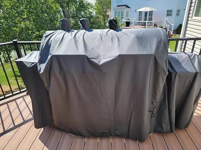 Grill Cover for Char-Griller 3-Burner Dual Fuel Expandable Propane Gas and Charcoal Outdoor Polyester Grill and Smoker Cover, Heavy Duty Waterproof UV Resistant Cover, Outdoor BBQ Accessories by GreenHaven Gardens