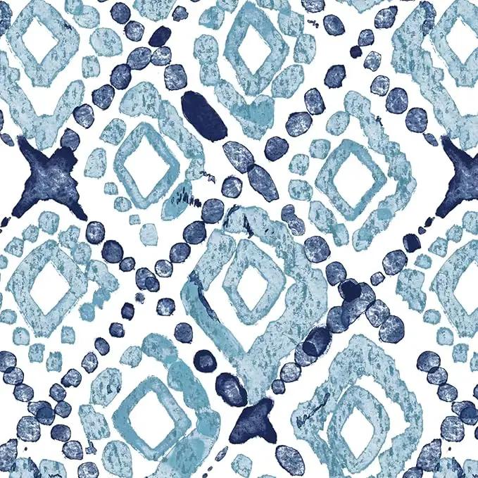 LVTXIII Outdoor Tufted High Back Cushions Set of 2 Patio Seasonal Replacement Rocking Chair Cushion with Ties, Solid Seat and Back Chair Cushion, (44” L x 22W”, Boho Geometry Blue) by GreenHaven Gardens